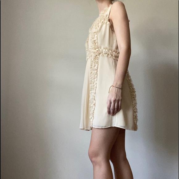 Beige Ruffled Mini Dress - Picture 4 of 5